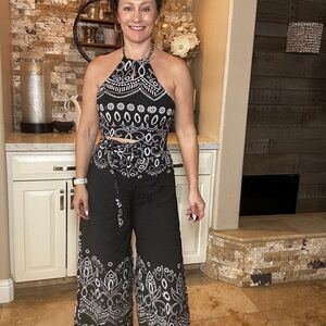 Black and White Halter Jumpsuit